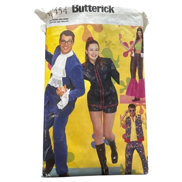 CUT Butterick P454 Sewing Pattern Austin Powers Misses/Mens Costumes XS-XL Vinta - Picture 1 of 6